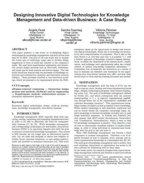 Designing Innovative Digital Technologies for Knowledge Management and Data-driven Business: A Case Study