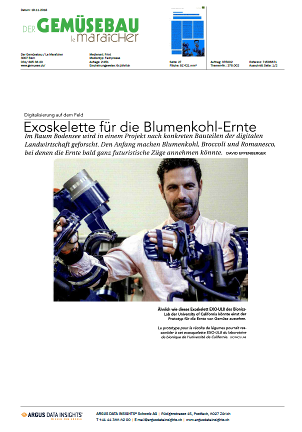 Exoskelette für die Blumenkohl-Ernte