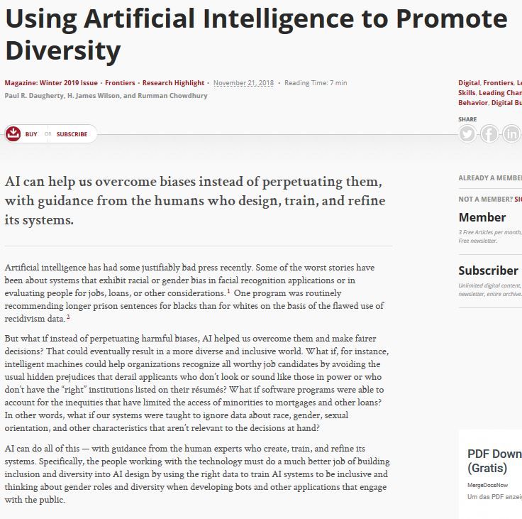 Using Artificial Intelligence to promote diversity